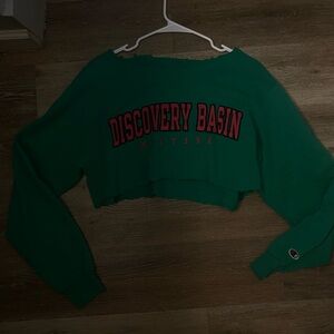 Champion Green Crop Top with Red Lettering